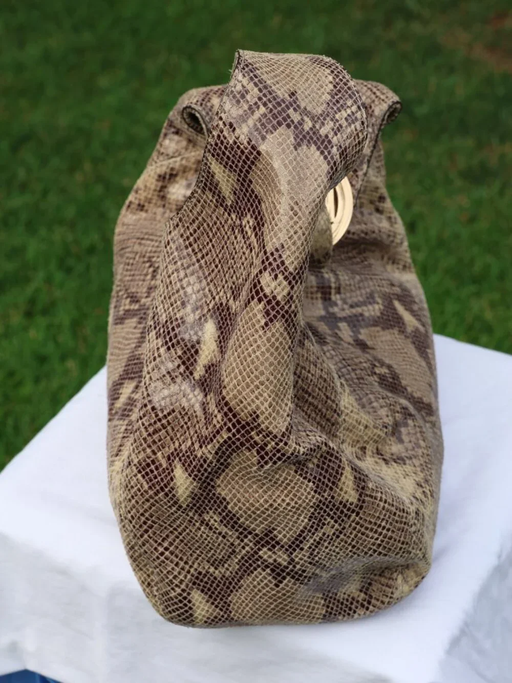 Michael Kors Brown, Tan & Gray Python-Print Hobo Bag